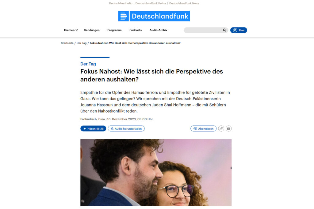 Fokus Nahost: Wie lässt sich die Perspektive des anderen aushalten?